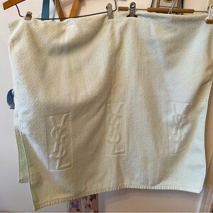 YSL Yves Saint Laurent Paris, Light Blue Towel, 48 inches long, 26 inches wide.